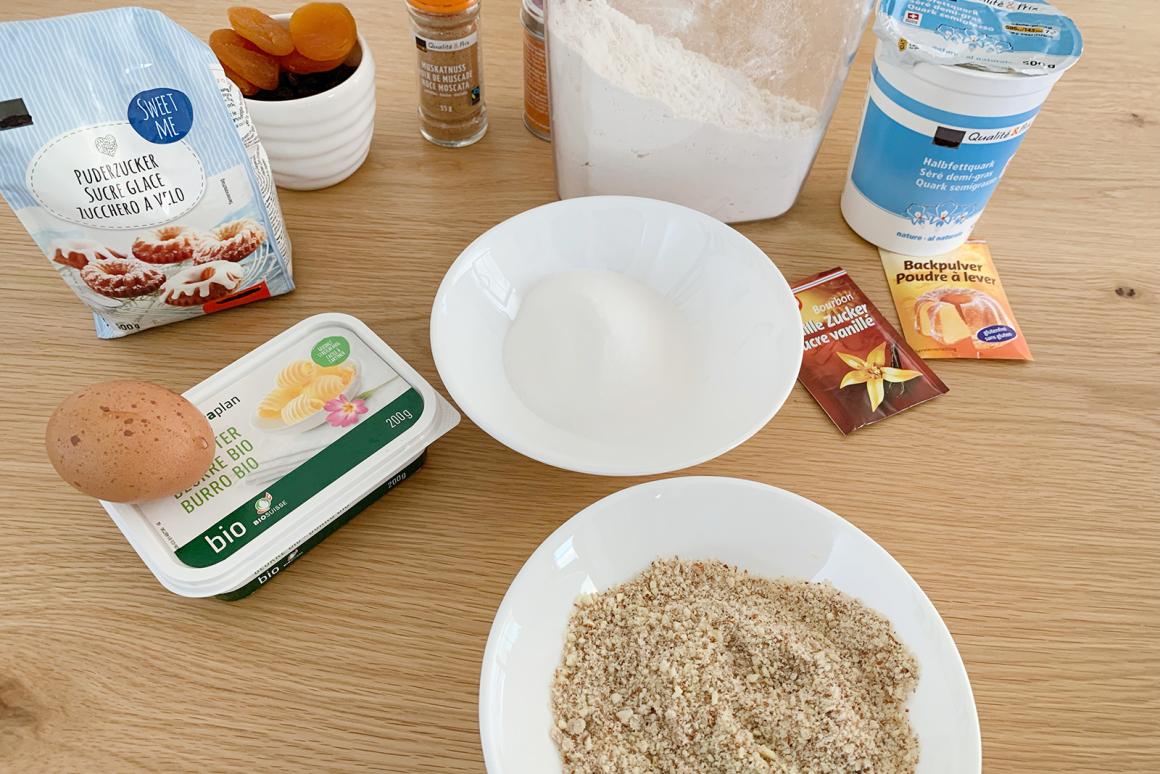 Zutaten für den Quarkstollen