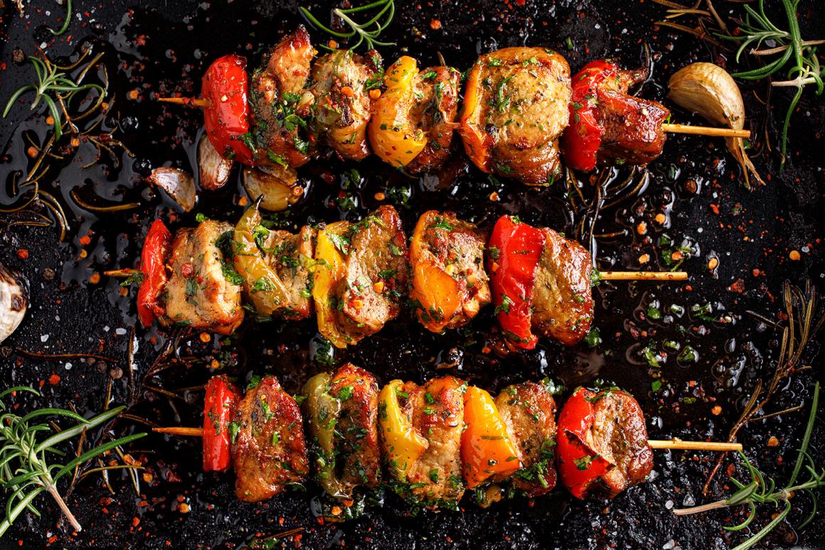 Spiessli mit Peperoni und Schweinefleisch