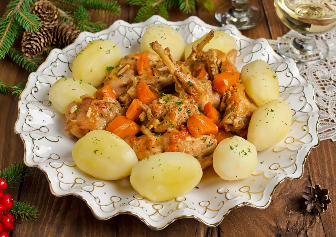 Flambiertes Kaninchenragout an Senfsauce