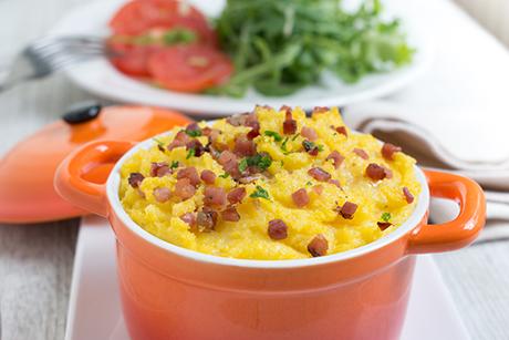 Polenta Auflauf mit Speck