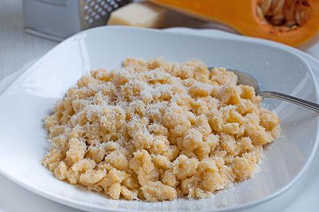 Quarkspätzli mit Kürbis