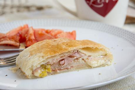 Blätterteig Strudel mit Schinken