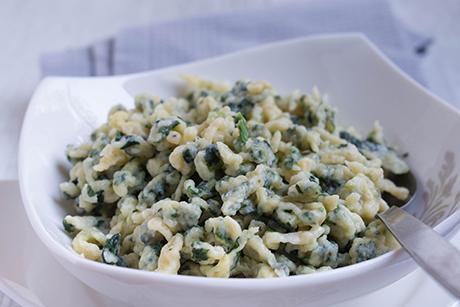 Quarkspätzle mit Spinat