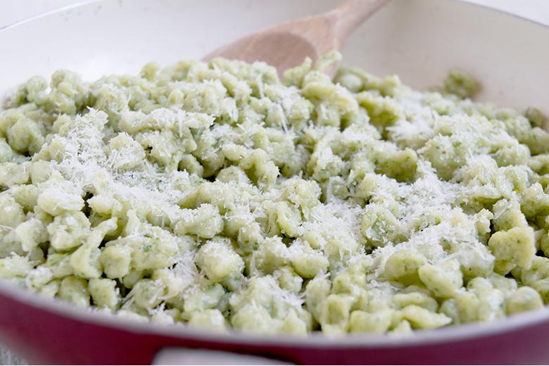 Quarkspätzle mit Spinat