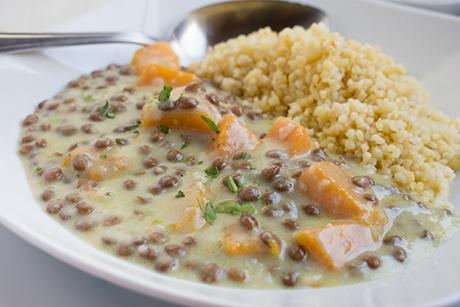 Linsen mit Kürbis