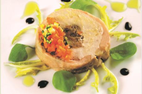 Geflügelrollpastete mit Pilzen