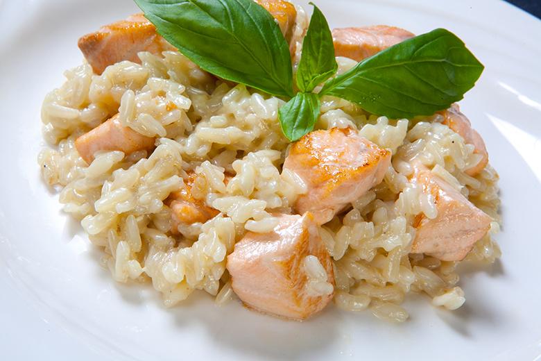 Zucchetti Risotto mit Lachs