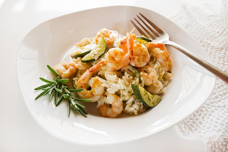 Zucchetti Risotto mit Garnelen