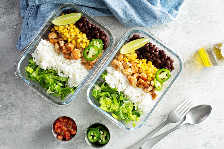 Meal Prep - Poulet mit Reis und Bohnen
