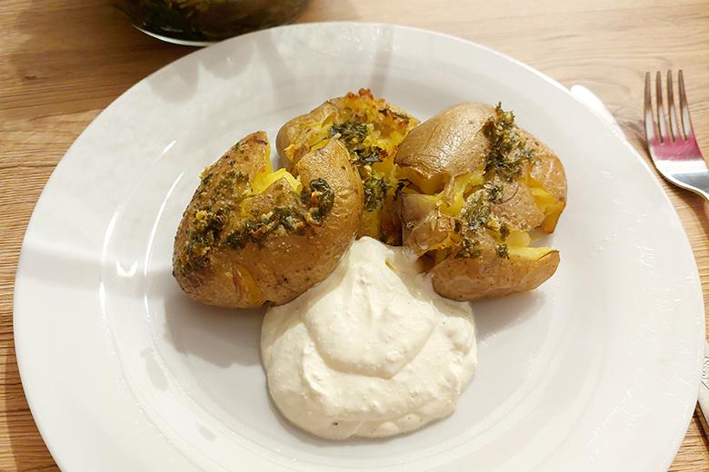 Smashed Potatoes mit Knoblauch