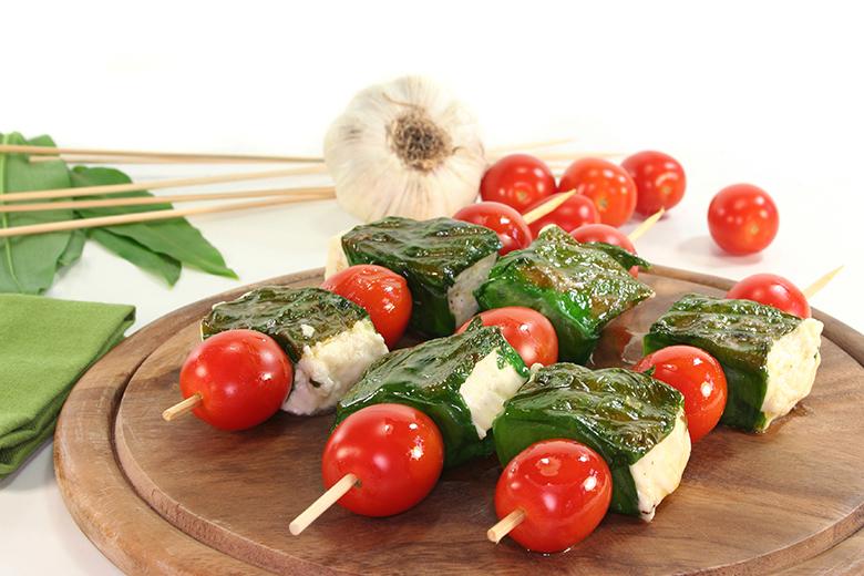 Tomaten-Feta-Spiessli mit Bärlauch