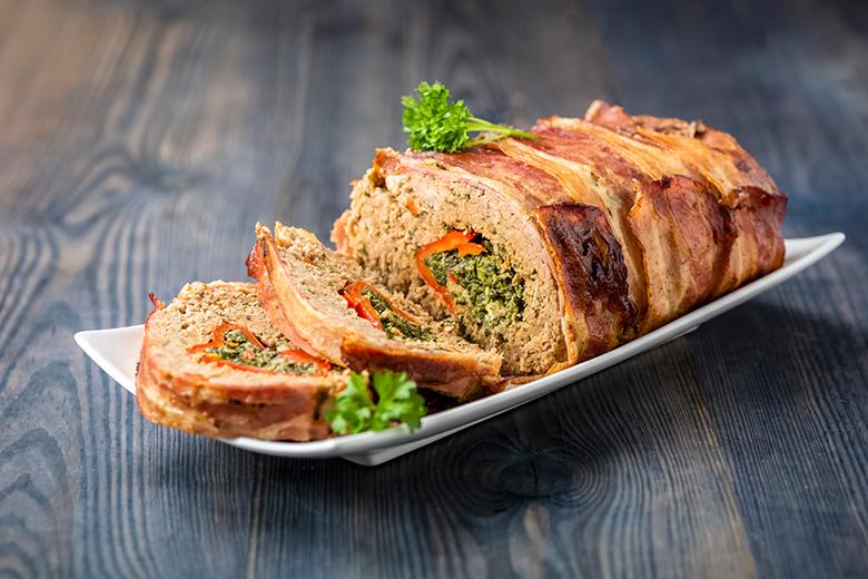 Hackfleischroulade mit Spinatfüllung