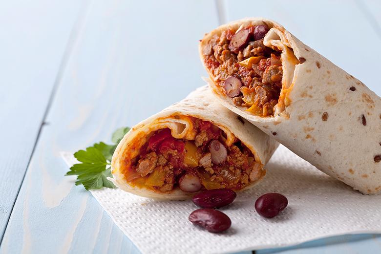 Einfache Wraps mit Fleischfüllung