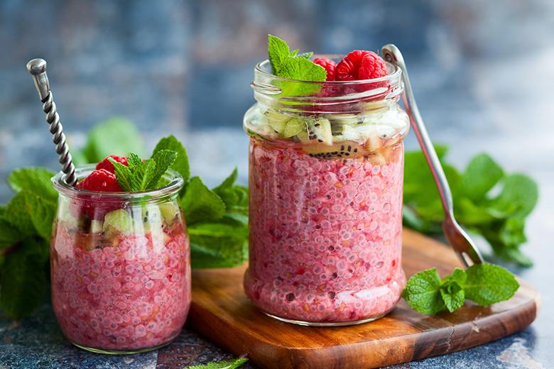 Chia-Pudding mit Himbeeren