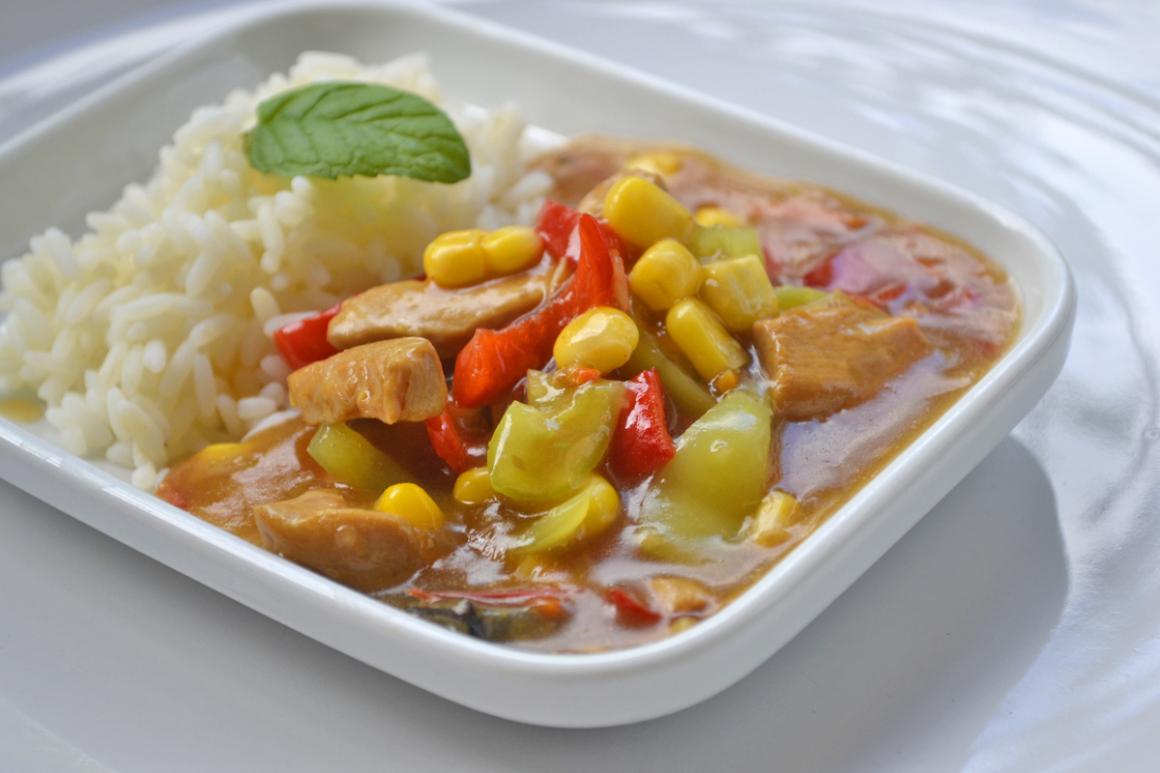 Süß-saures Hähnchen mit Reis - Rezept