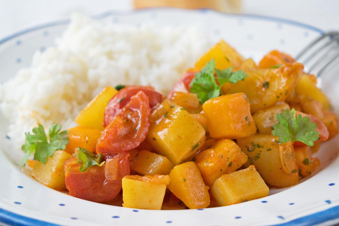 Kartoffel-Kürbis-Gericht nach Asia-Style