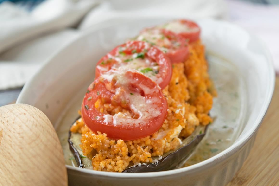 Gefüllte Aubergine mit Bulgur