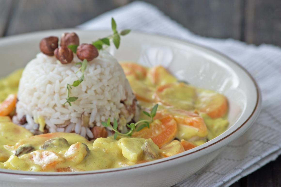 Rüebli-Bananen Ragout mit Reis