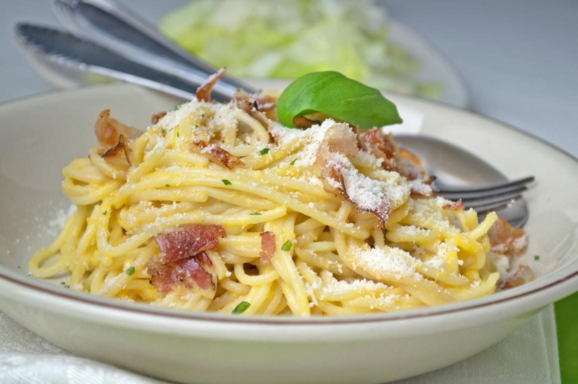 Teigwaren mit Kürbis-Carbonara