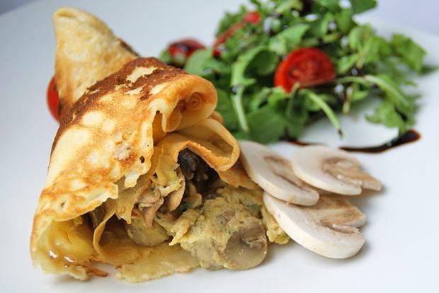 Crêpe Füllhorn mit Champignons