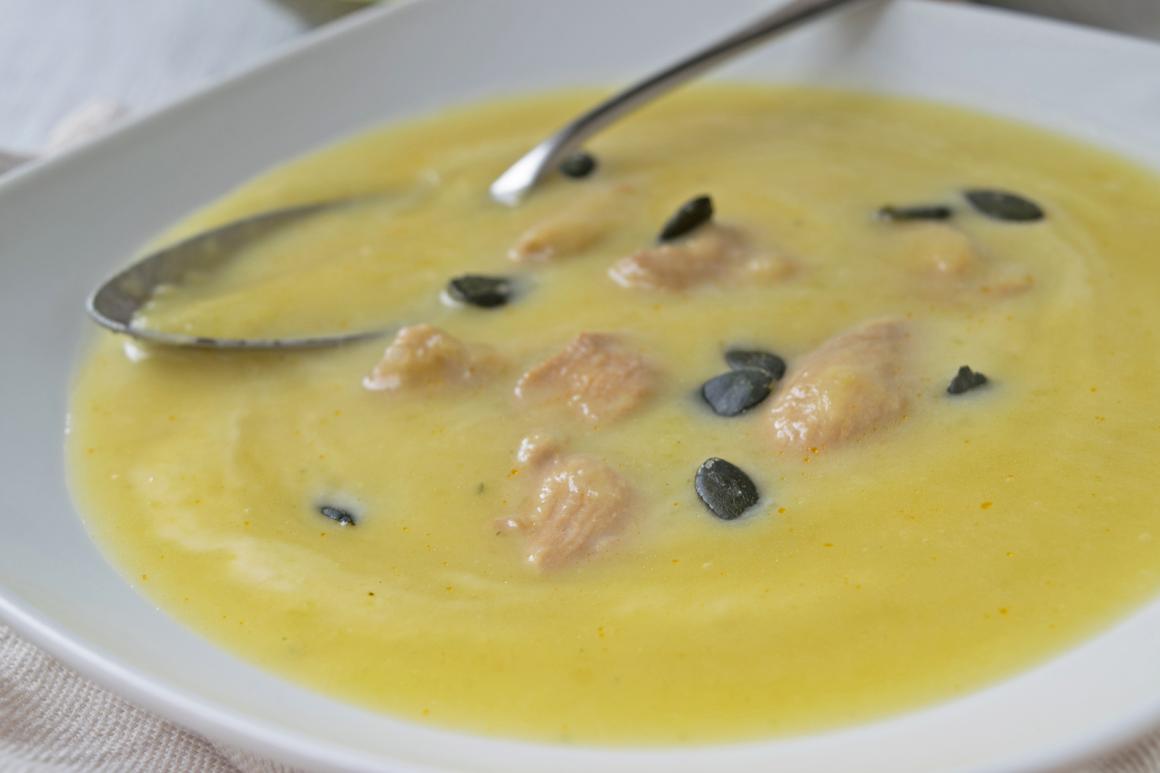 Kürbissuppe mit Trutenfleisch