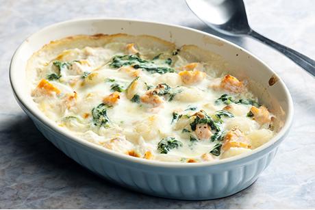 Lachsgratin mit Spinat