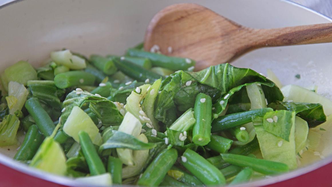 Grüne Wok-Pfanne
