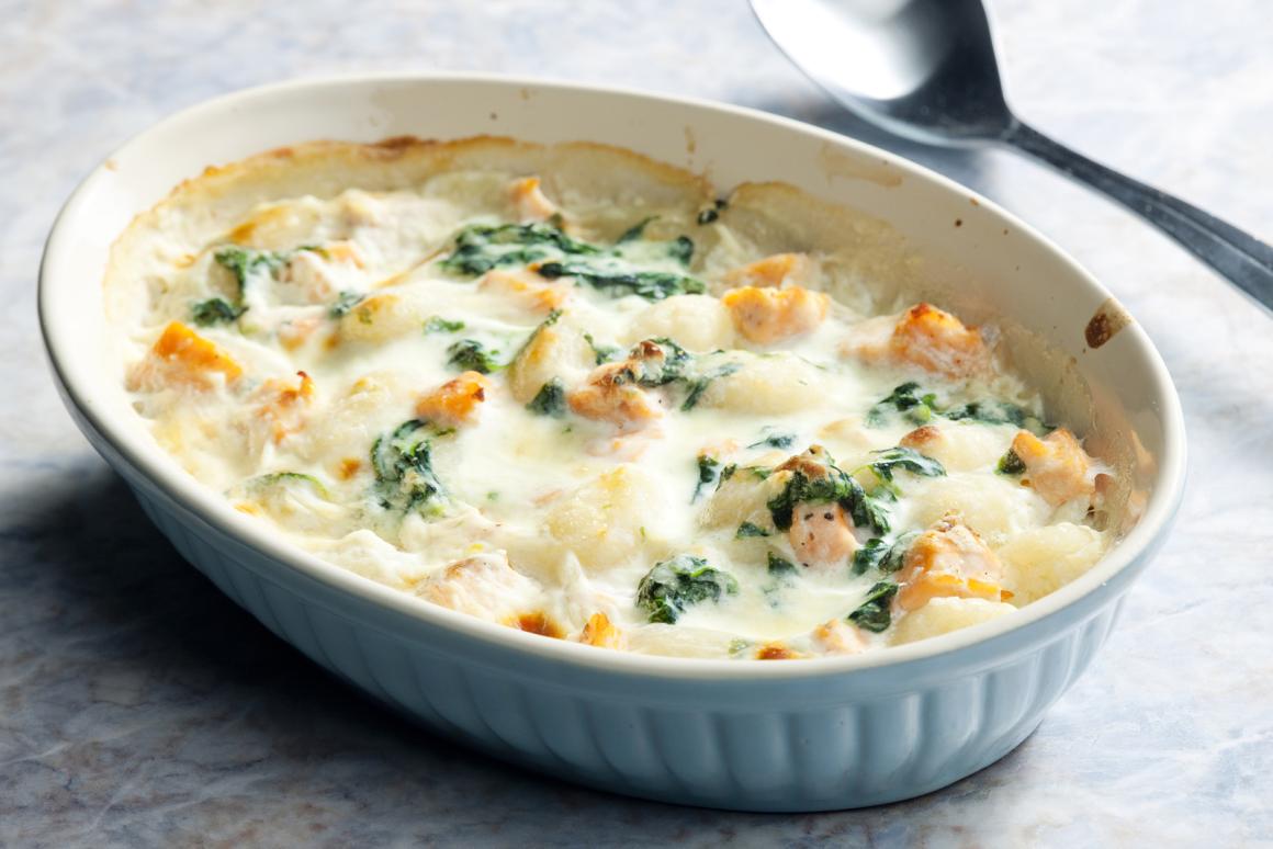 Lachsgratin mit Spinat
