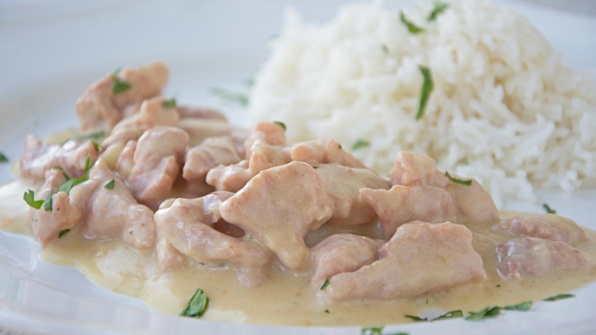 Kalbsgeschnetzeltes mit Reis