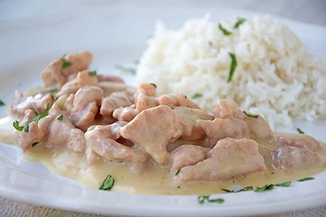 Kalbsgeschnetzeltes mit Reis