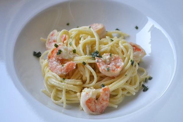 Spaghetti mit Crevetten-Rahmsauce - Rezept