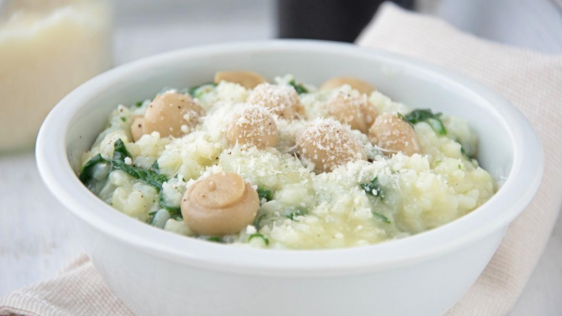 Spinat-Pilz-Risotto