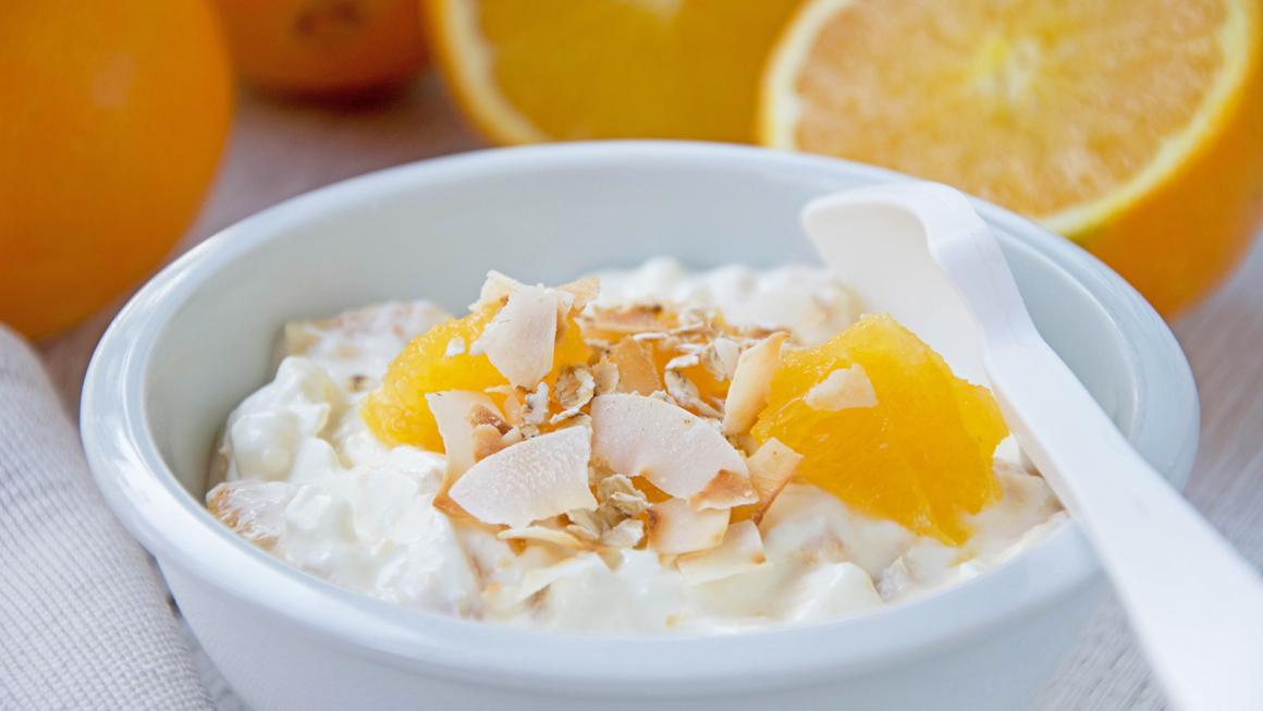 Orangen-Kokos-Hüttenkäse