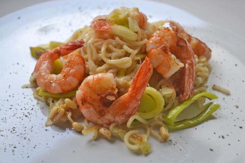 Mie-Nudeln mit Garnelen