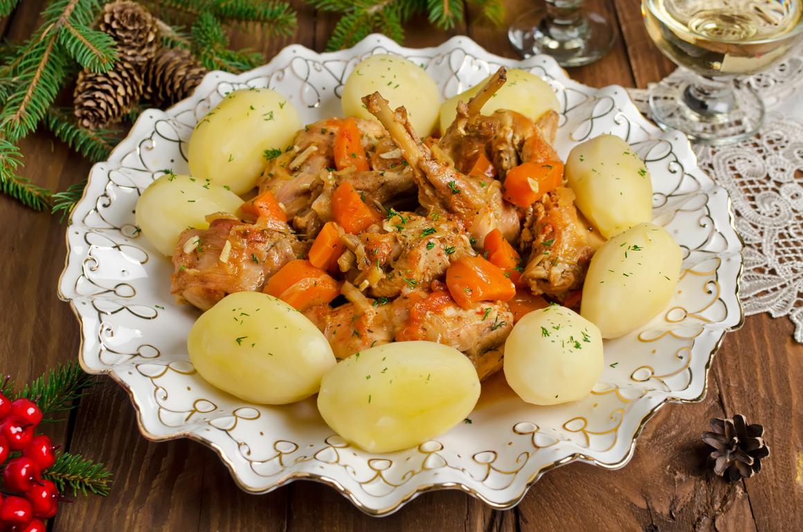 Flambiertes Kaninchenragout an Senfsauce