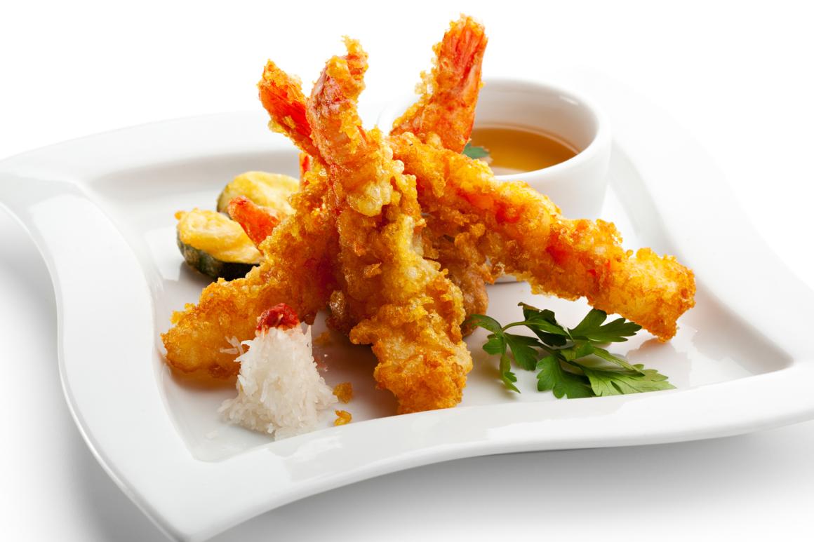 Gebackener japanischer Fisch Tempura