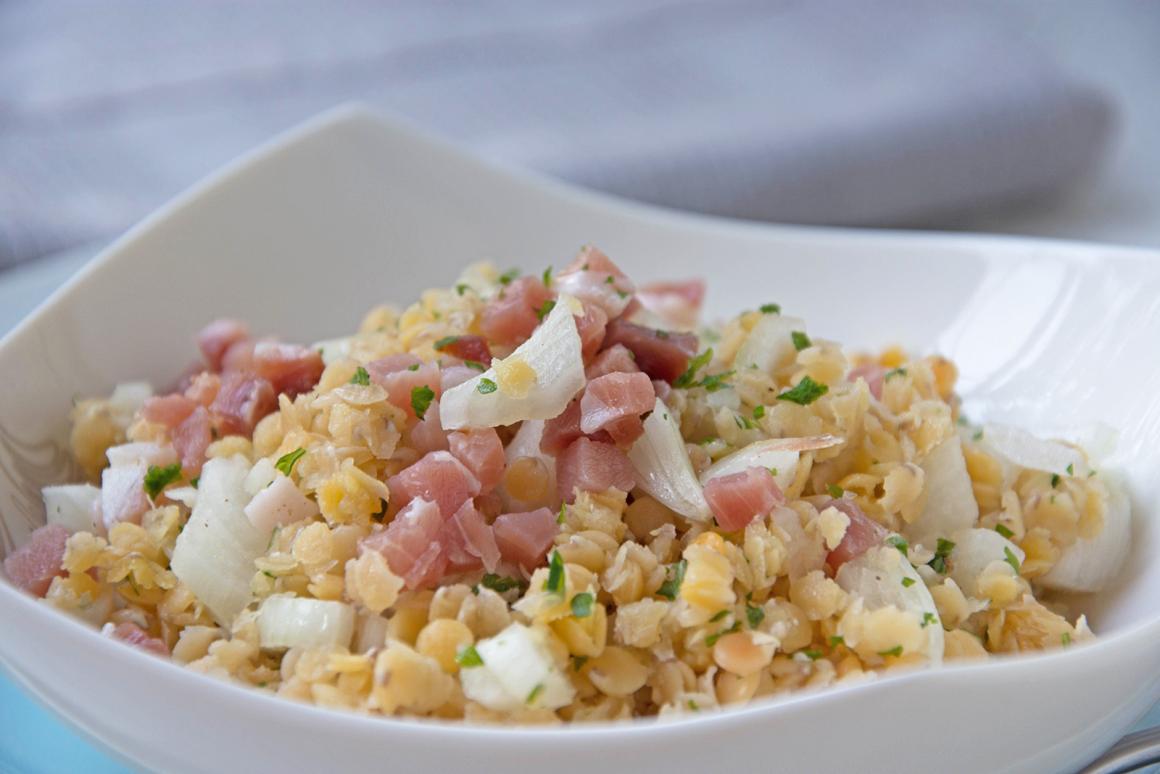 Linsensalat mit Speck