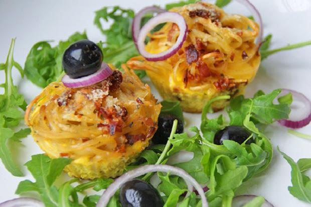 Spaghetti Muffins Carbonara