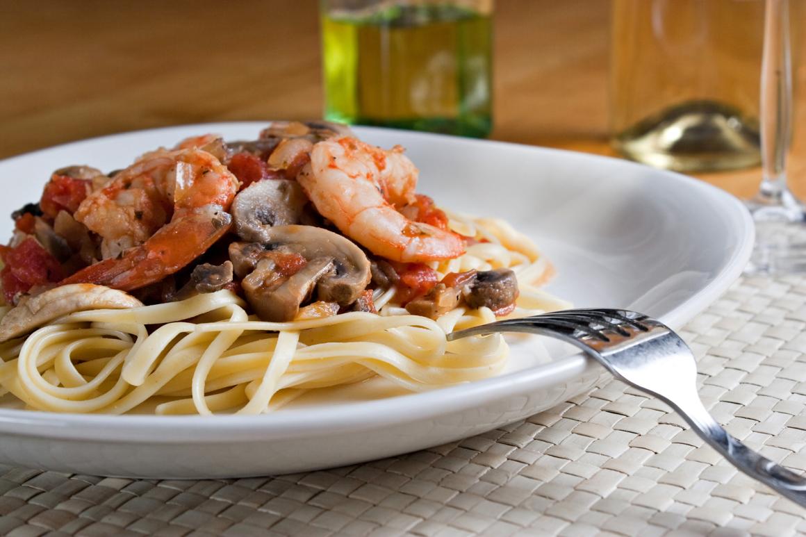 Nudeln al dente mit Scampi