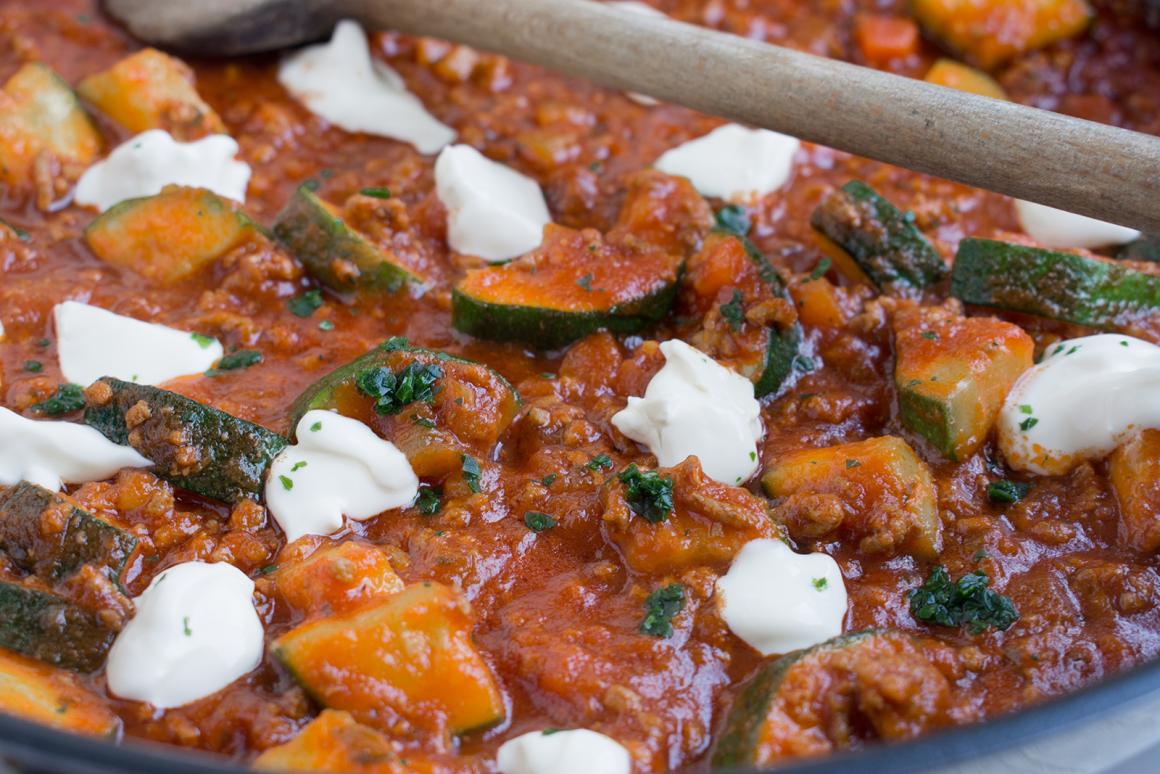 Zucchetti Pfanne mit Hackfleisch