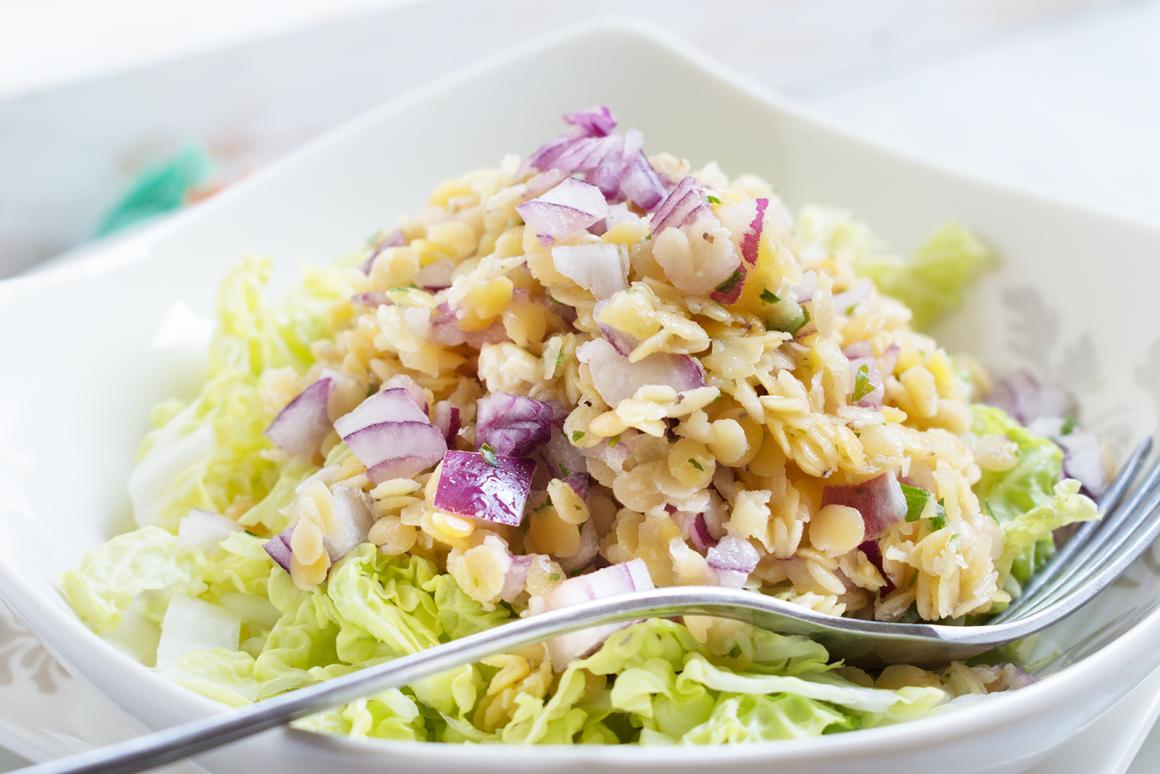 Linsen Salat mit Ziegenkäse