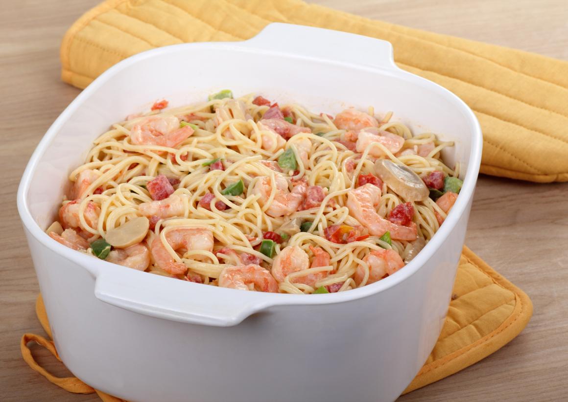 Spaghettiauflauf mit Meeresfrüchten