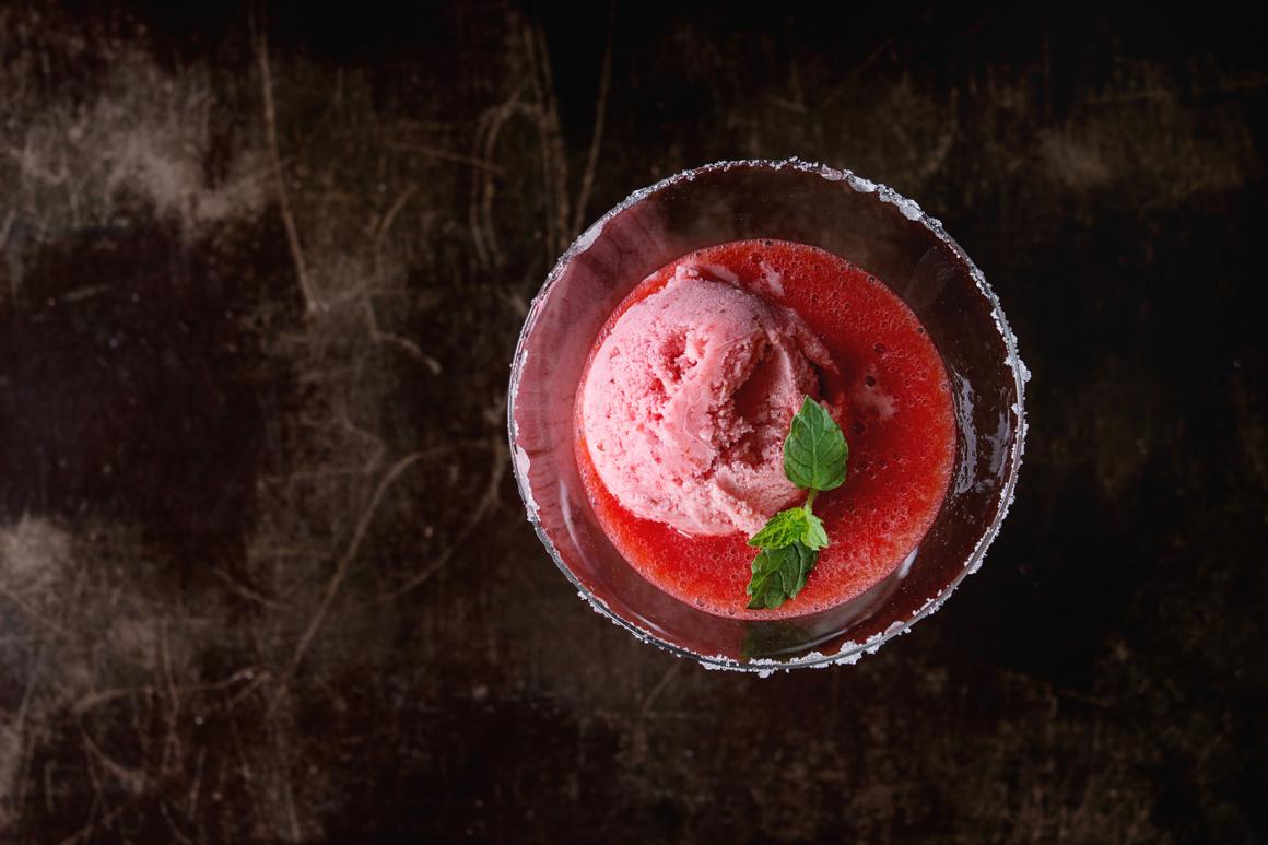 Himbeer Sorbet mit Minze