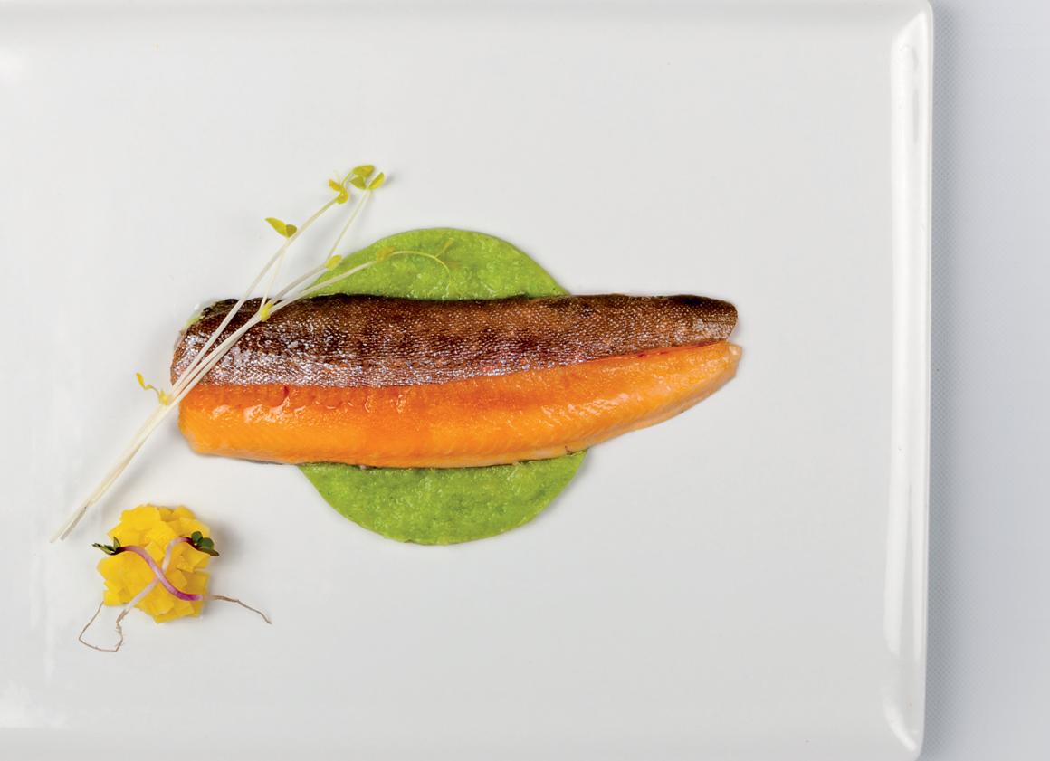 Zuger Rötel mit Rosenkohlpüree und Kartoffelbrunoise