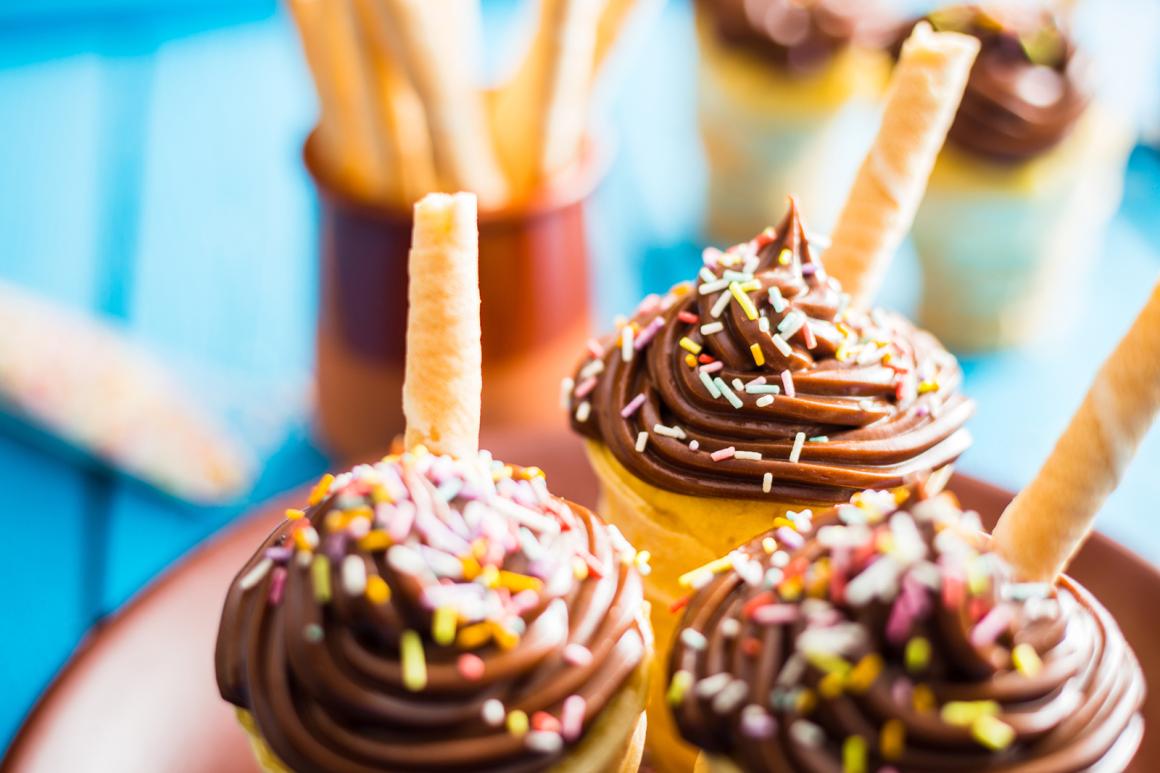 Cupcakes im Waffelbecher