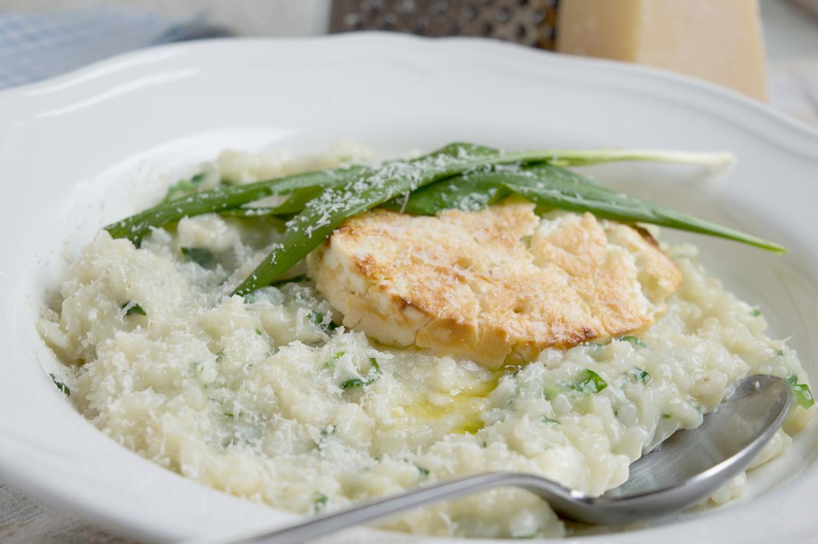 Bärlauch Risotto mit Ziegenkäse