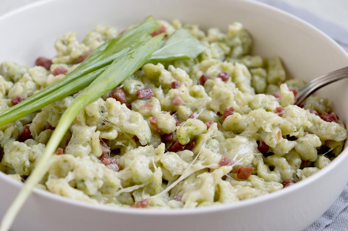 Bärlauchspätzle mit Käse