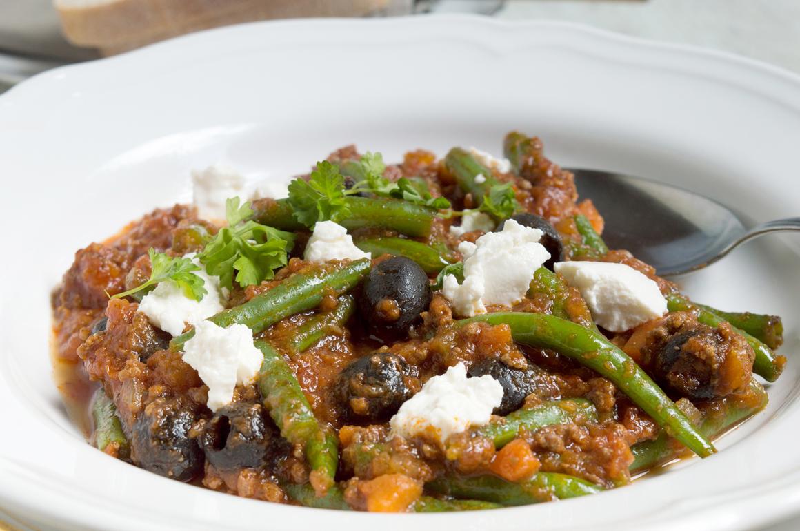Griechische Bohnen-Hackfleisch-Pfanne