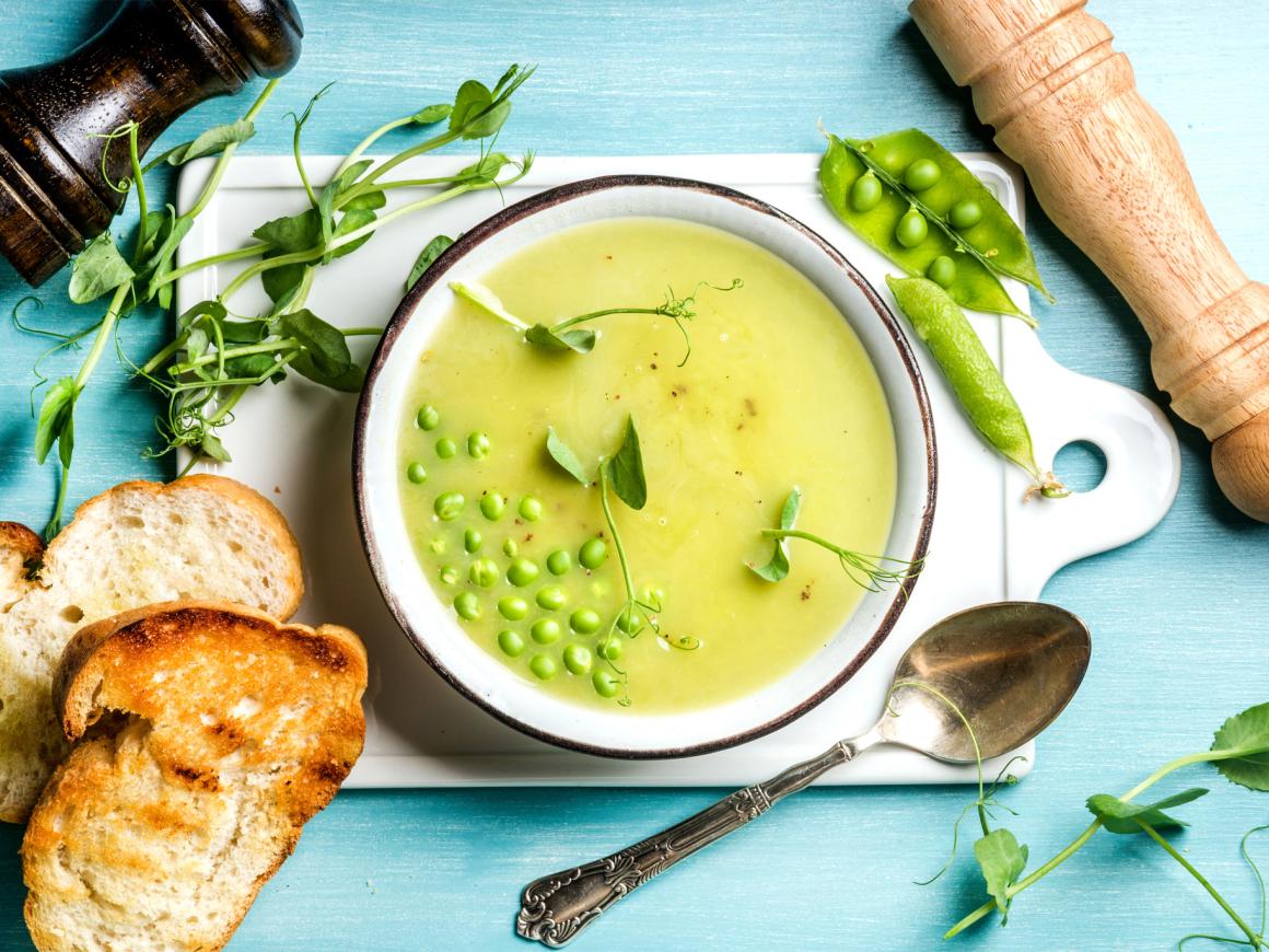 Cremige Erbsensuppe