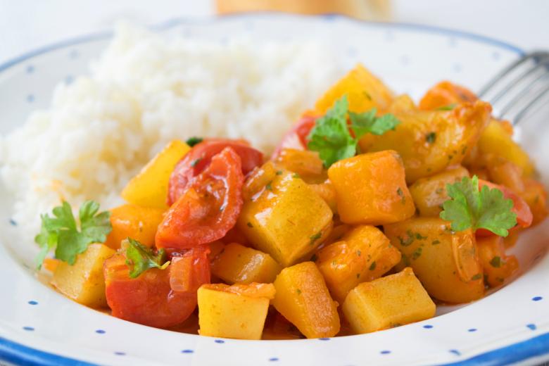 Kartoffel-Kürbis-Gericht nach Asia-Style
